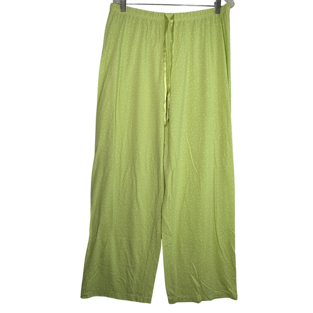 Croft & Barrow Intimates Lime Green Polka Dot Pajama Pants Wide Leg 1X
